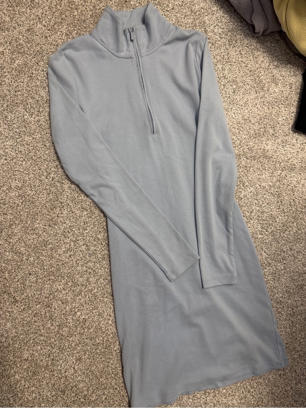 Sunday Best Light Blue Long Sleeve Half-Zip Knit Dress